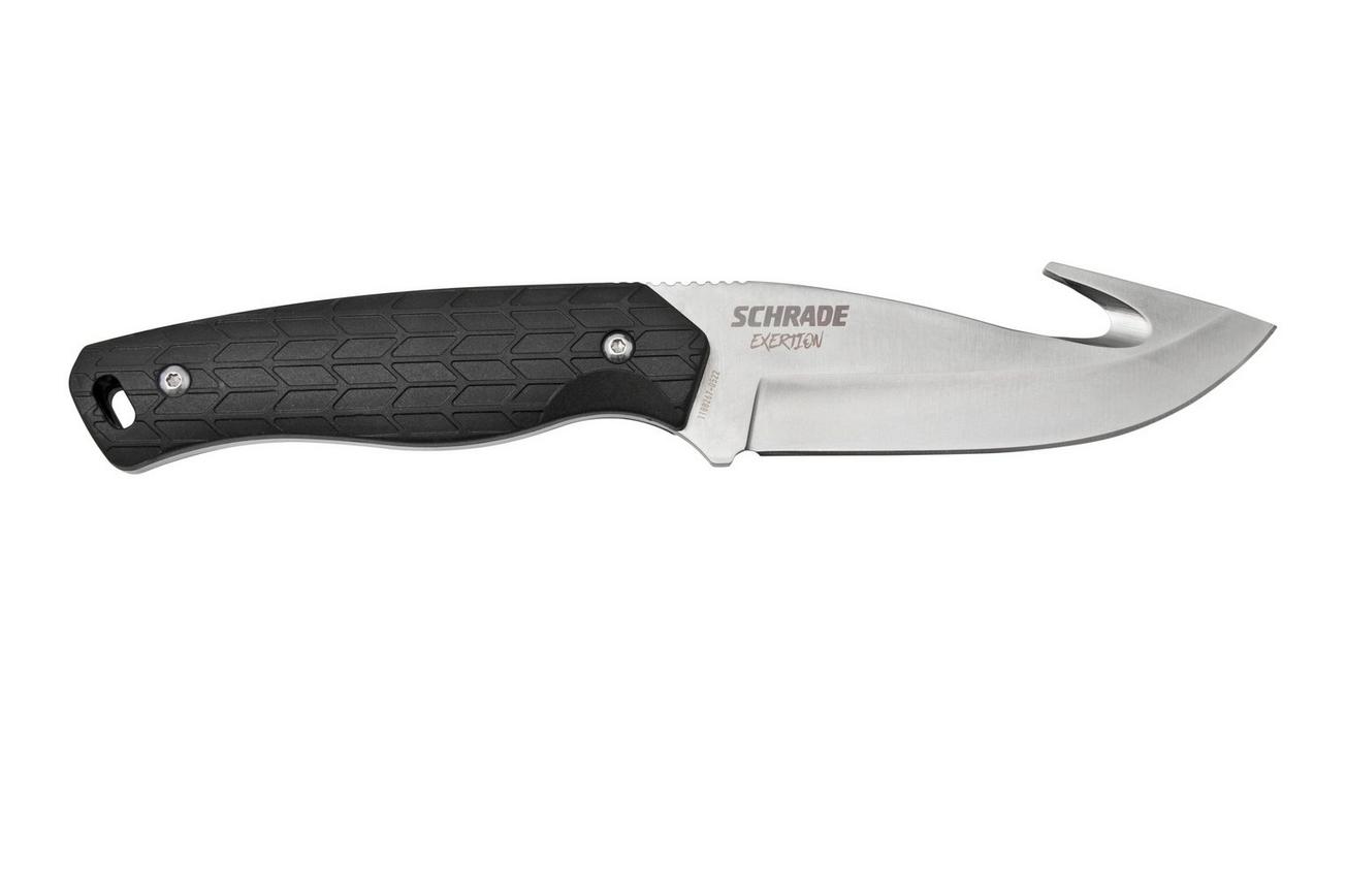 Schrade Exertion Gut Hook Knife 1159308, zwart vaststaand mes