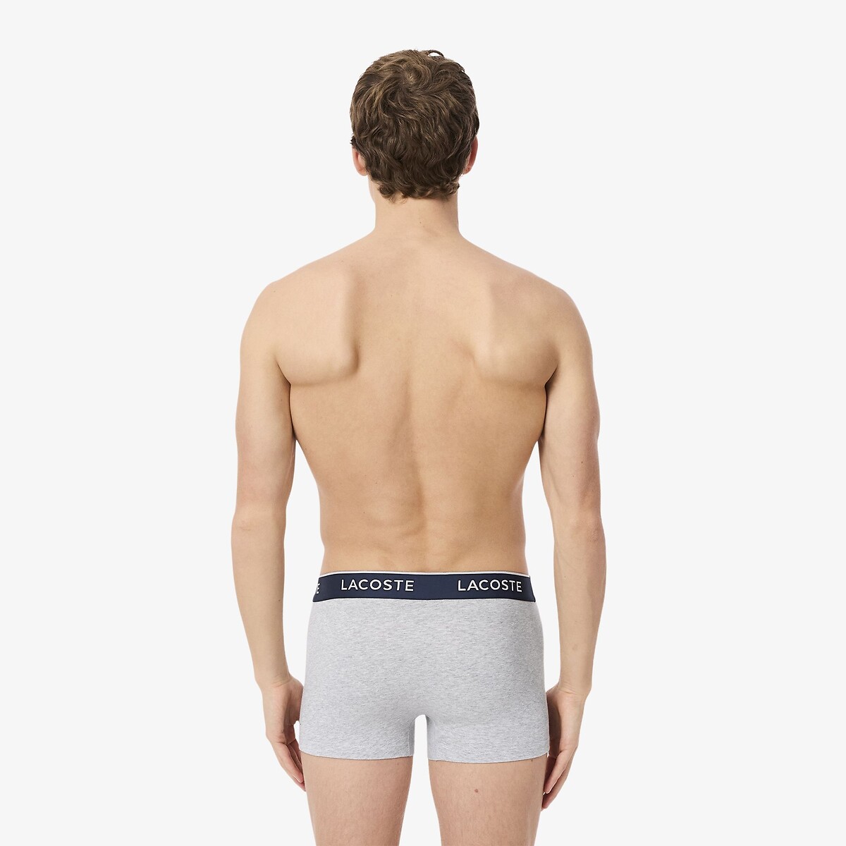 LACOSTE<br>Conjunto de 3 cuecas boxer lisas, algodão elástico