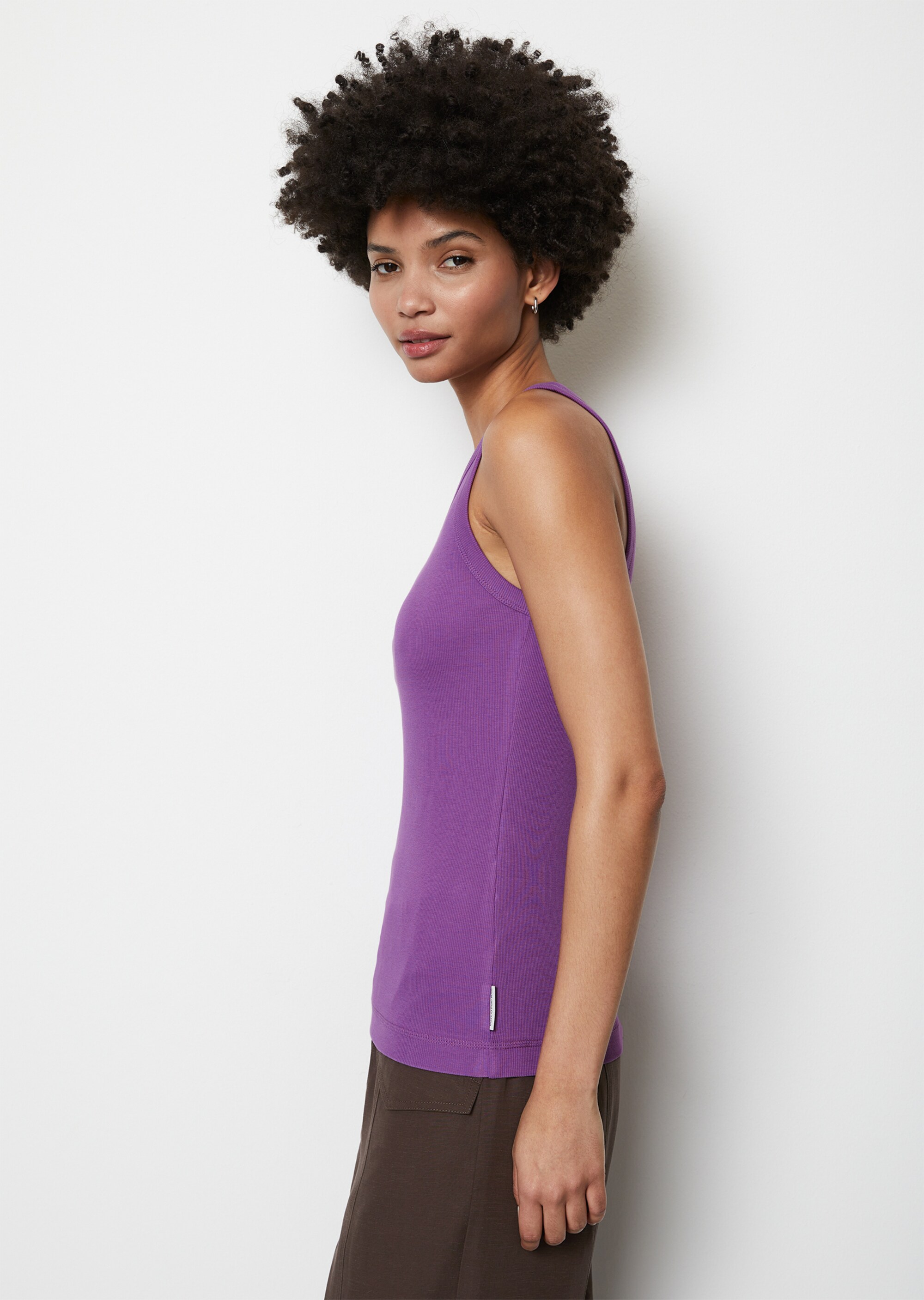 Tanktop mit feiner Rippstruktur aus elastischem Organic Cotton-Mix