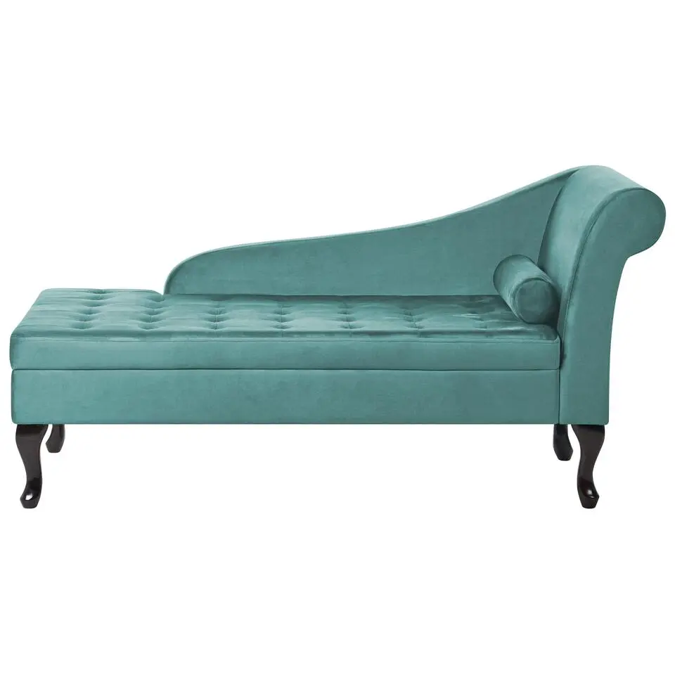 PESSAC - Chaise longue - Groenblauw - Rechterzijde - Fluweel