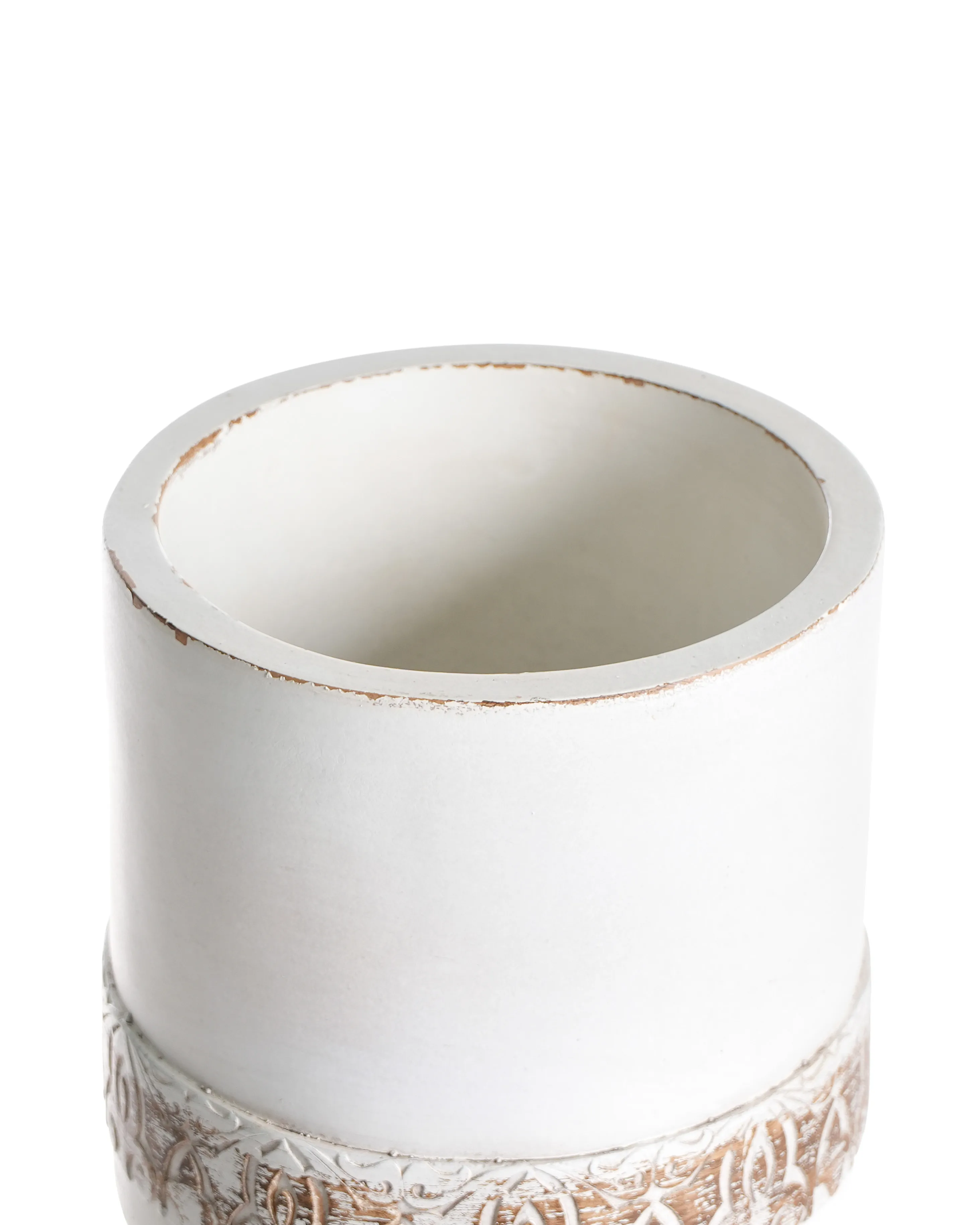 Verhoogde bloempot SKIATOS 22 cm Gebroken wit