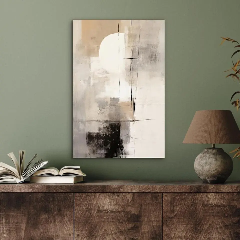MuchoWow Aluminium Schilderij 40x60cm Abstract Kunst Grijs