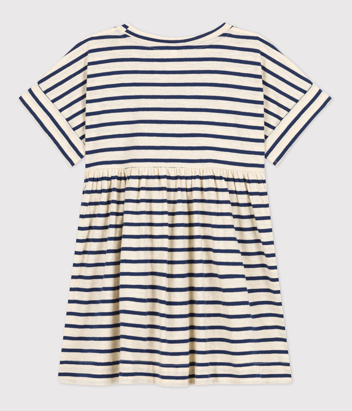 Robe rayée manches courtes en coton enfant fille