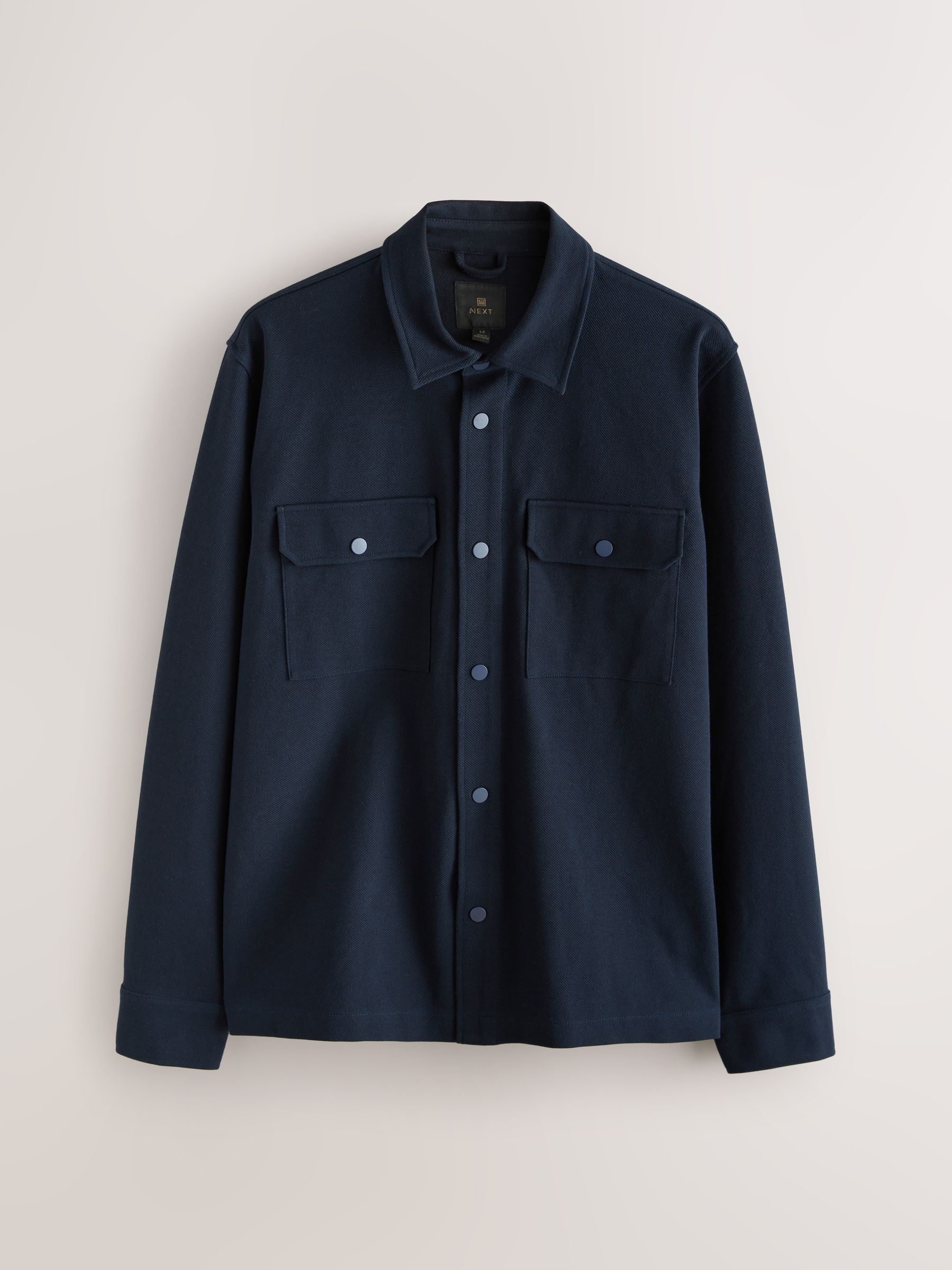 Donkerblauw - Jersey keperstof Overshirt met drukknopen