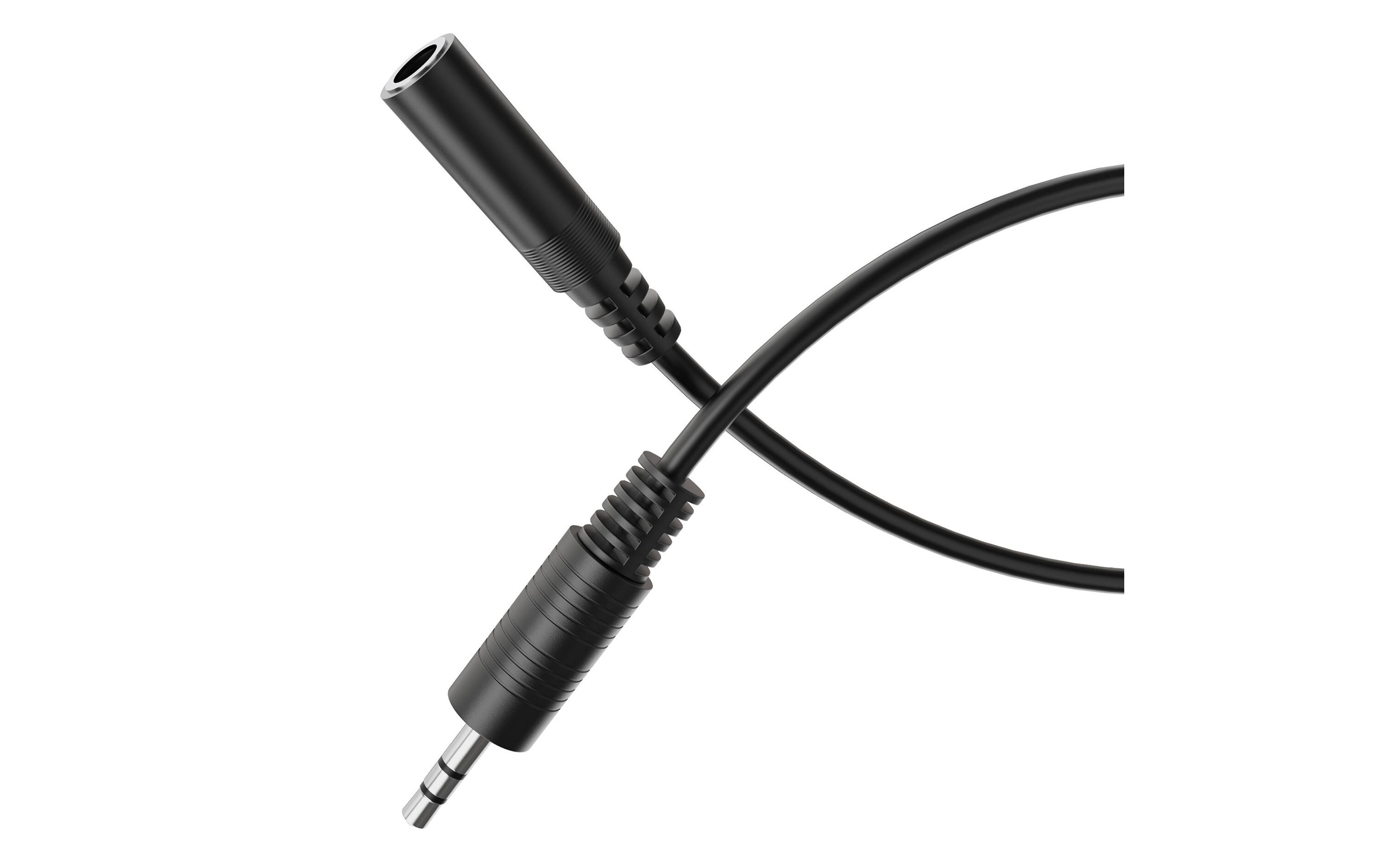 Audio-Kabel 3.5 mm Klinke - Klinke 3.5 mm, female 5 mAudio Kabel 3.5 mm Stecker auf 3.5 mm Buchse, schwarz, 5.00 m