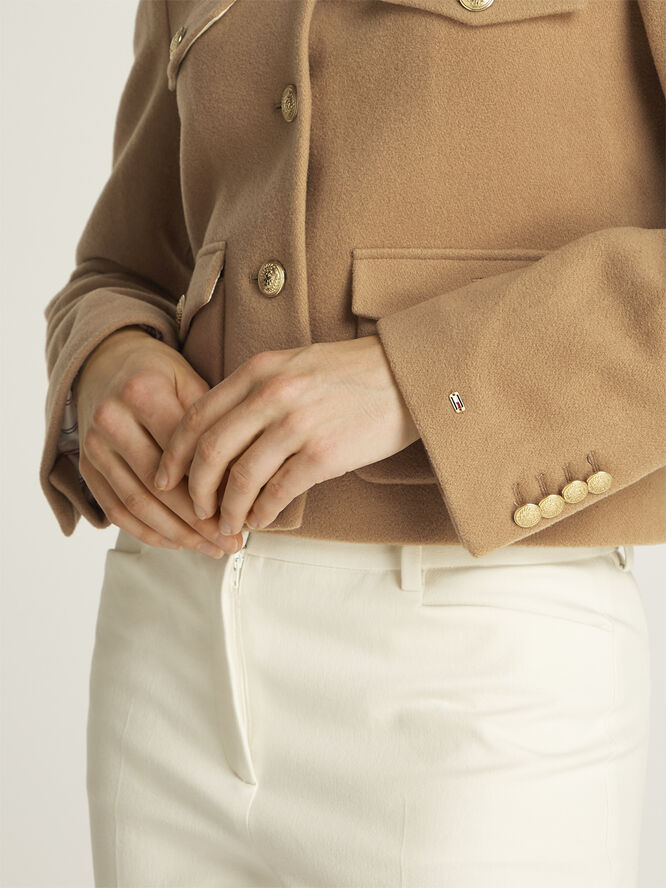 Tommy Hilfiger CROP WOOL GOLD BUTTON JACKET Classic khaki