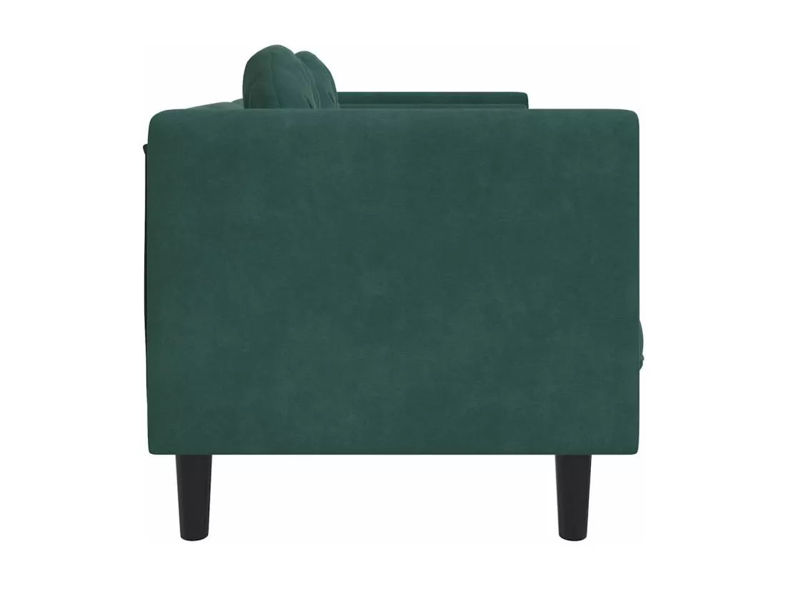 Canapé avec coussins 2 places vert foncé velours