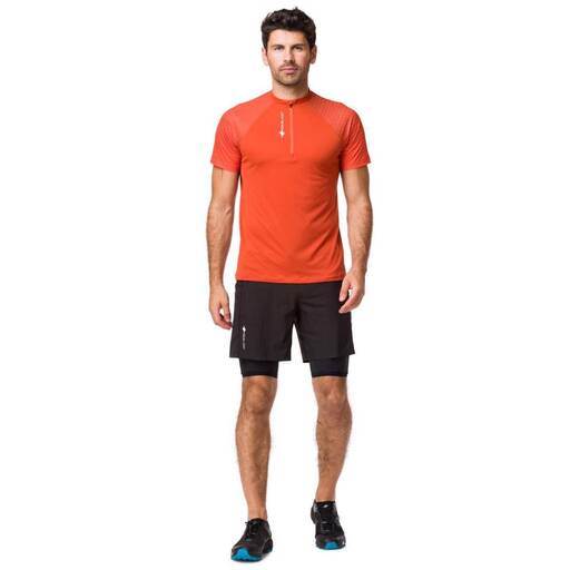 Camiseta Raidlight Activ Run Mid Zip Laranja Queimado