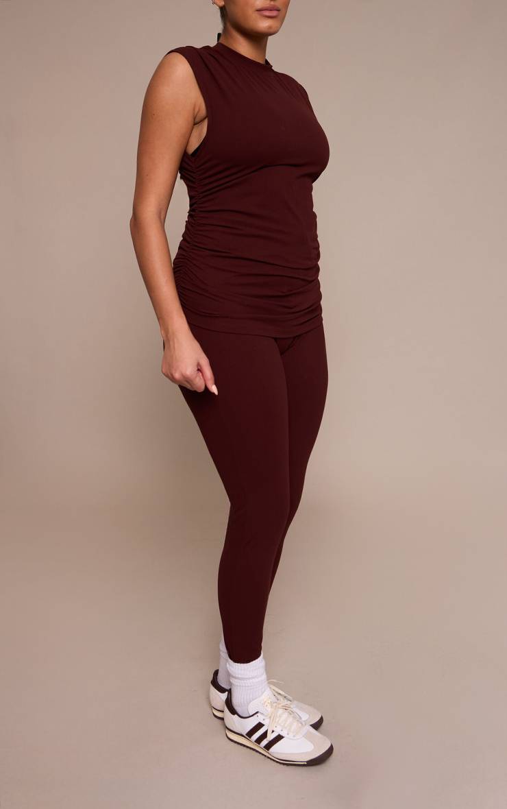 Chocolat Legging Sculptant Froncé Grande Taille