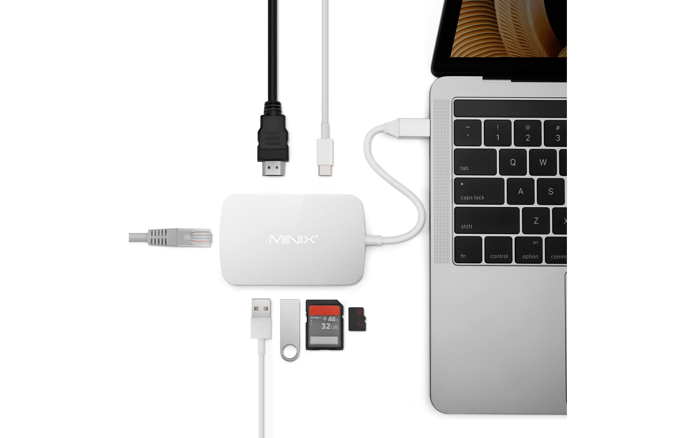 Multiadapter NEO C-GSI SilberUSB C Multiport Adapter  with Gigabit Ethernet + 4K @ 60Hz HDMI