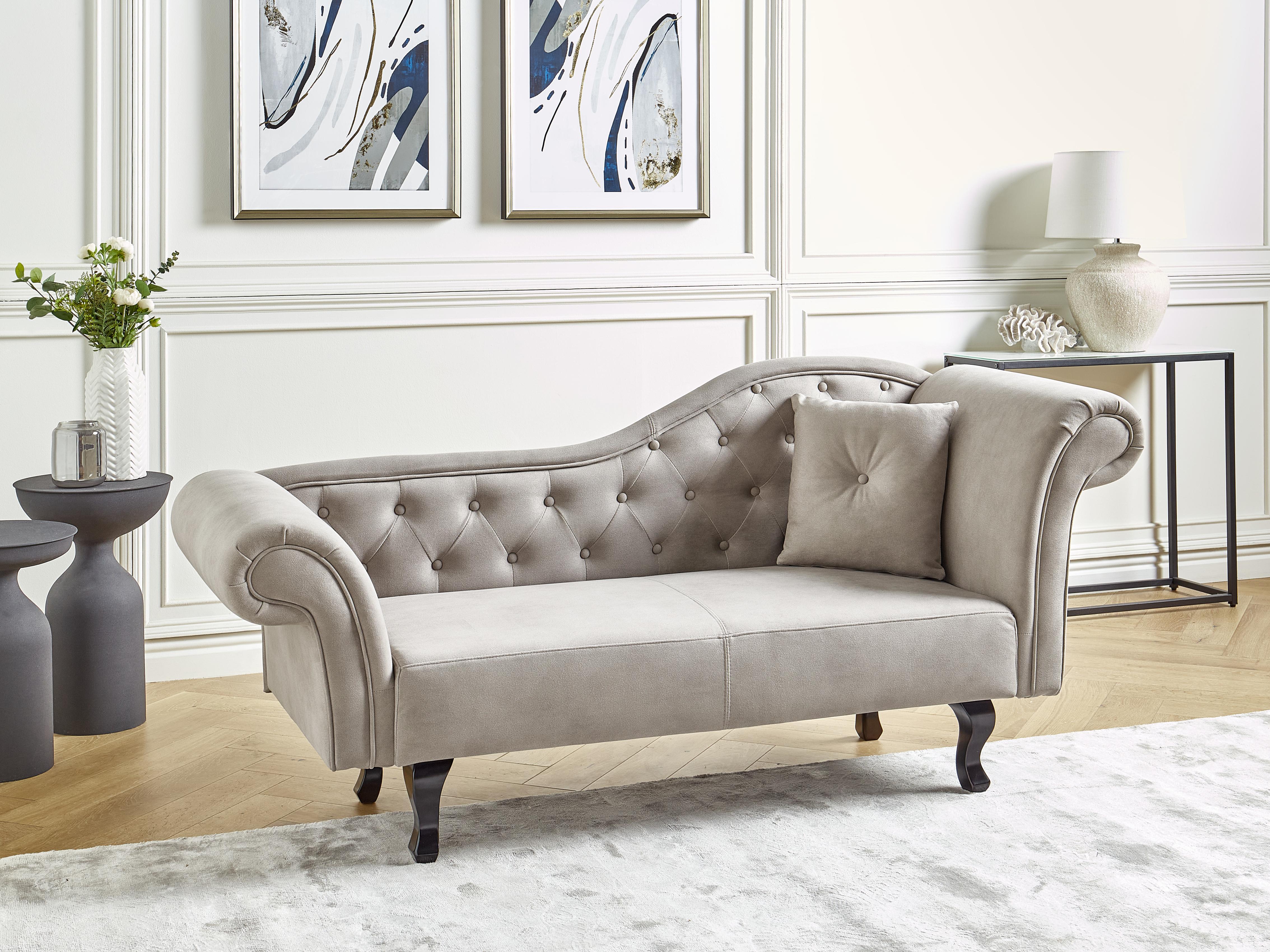 Rechtszijdige chaise longue LATTES II Fluweel Taupe