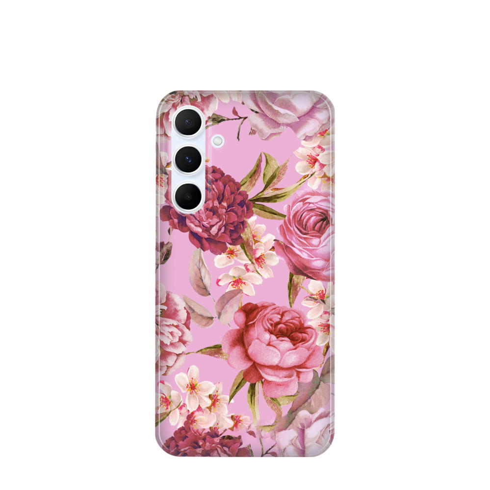 Samsung Galaxy A55 Kunststoff Hülle Wildrosen 2 - Pink