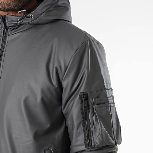 Veste Bomber Capuche Gris