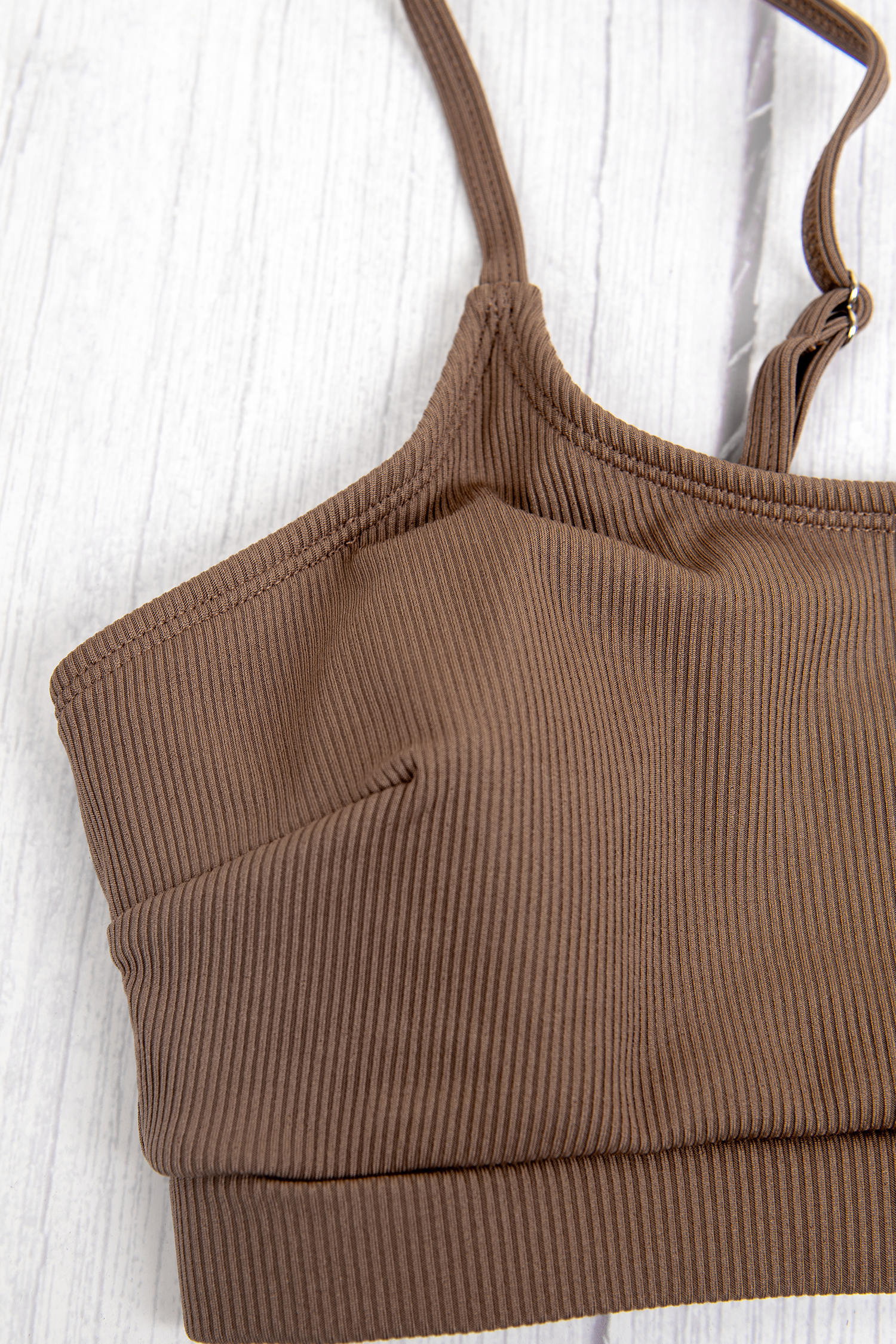 Bikini à taille haute et bandeau avec col scoop en tricot côtelé