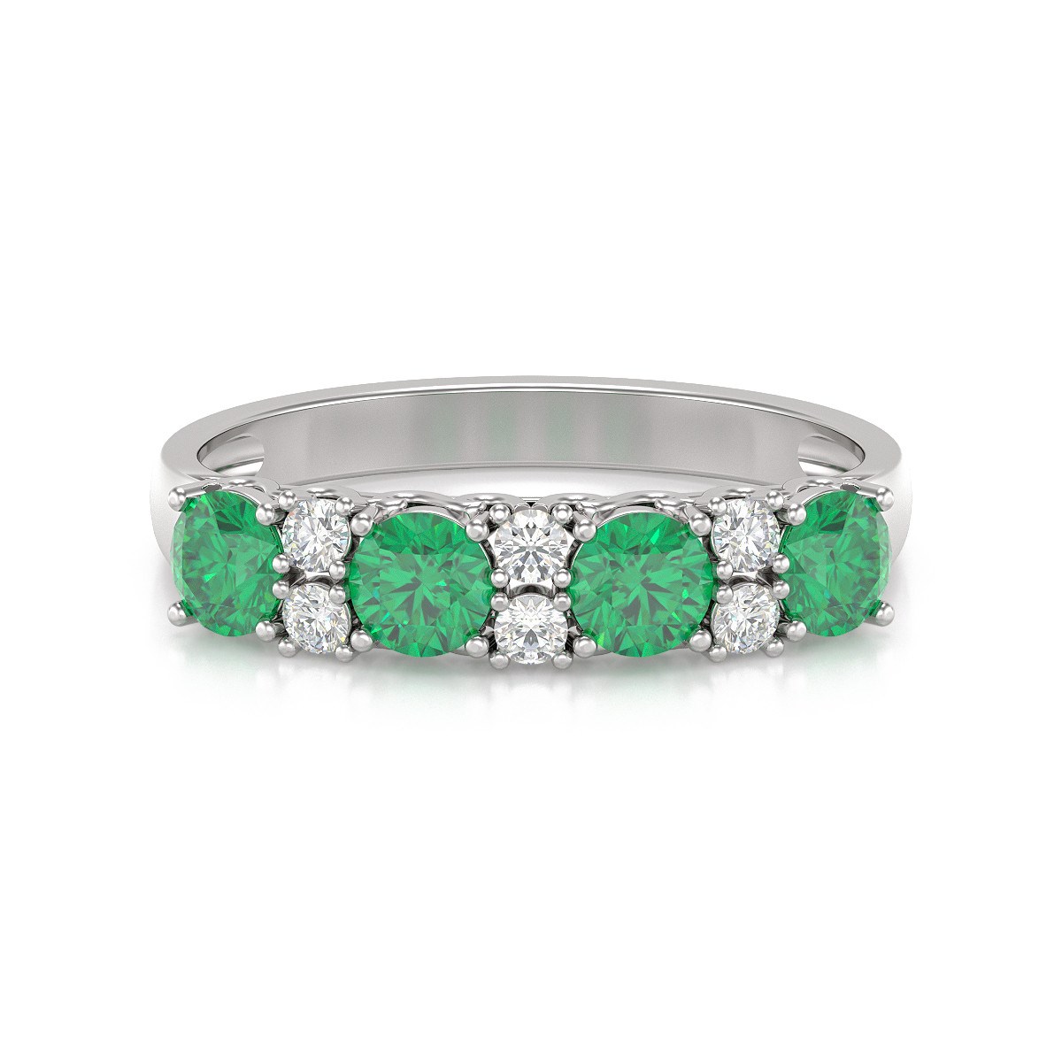 Bague ADEN Or 585 Blanc Emeraude et diamants 2.650grs