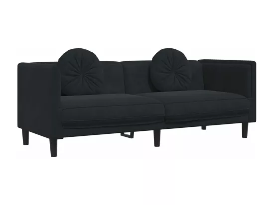 Ensemble de canapés 3 pcs avec coussins noir velours