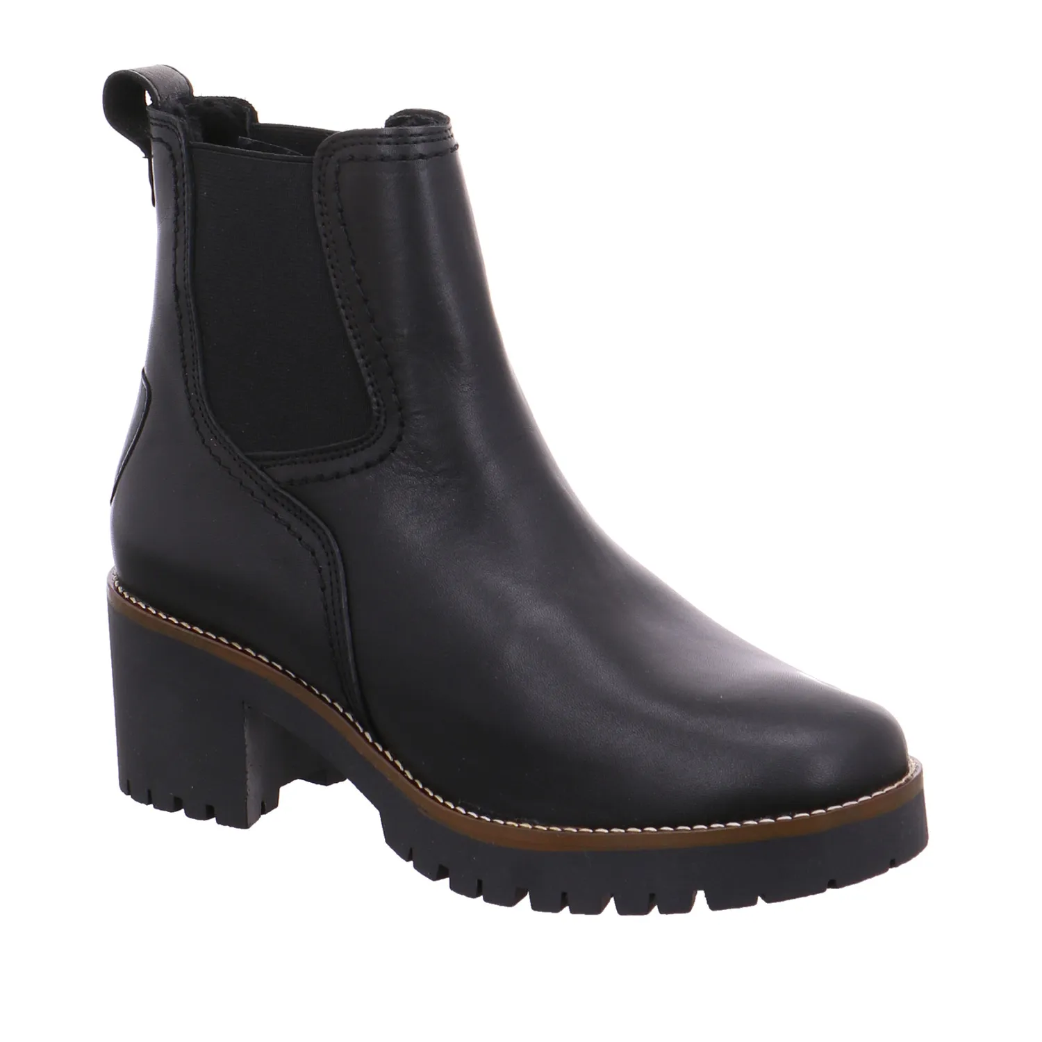 SCHUHENGEL Stiefelette Schwarz Leder  mit Lammfellfutter