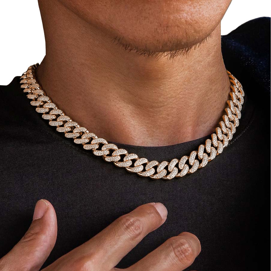 12mm Cuban Link Panzerkette Rosé vergoldet mit Zirkonia