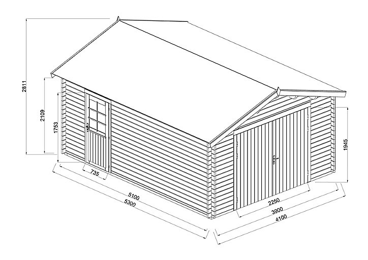 Garage en bois Danube pour 1 voiture 19,1m²