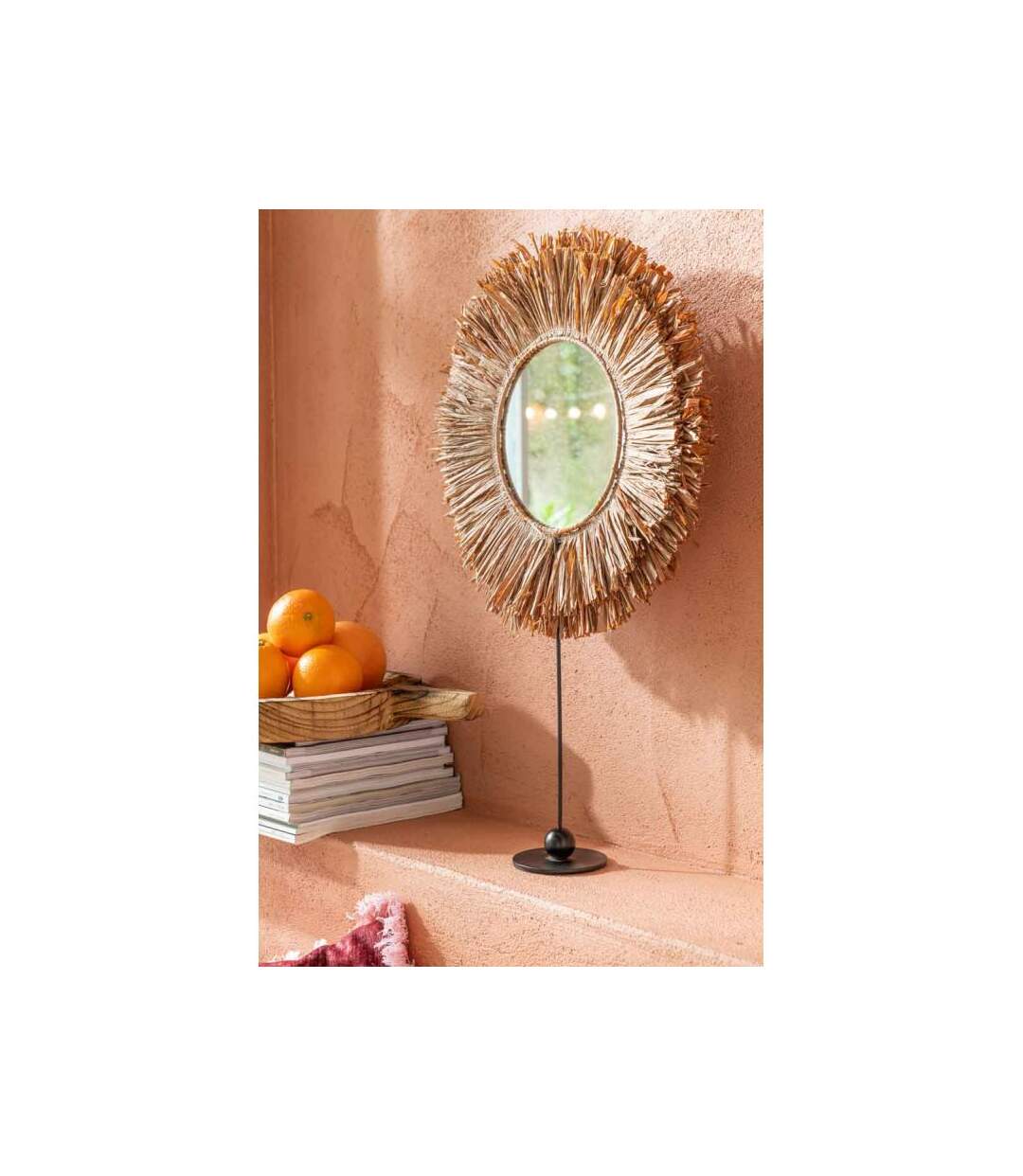 Paris Prix - Miroir Sur Pied En Raphia saffron 59cm Marron
