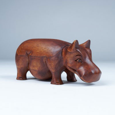 Handgeschnitzte Figur 'Nilpferd', B 17 cm, H 7 cm, L 8 cm von fischer's lagerhaus