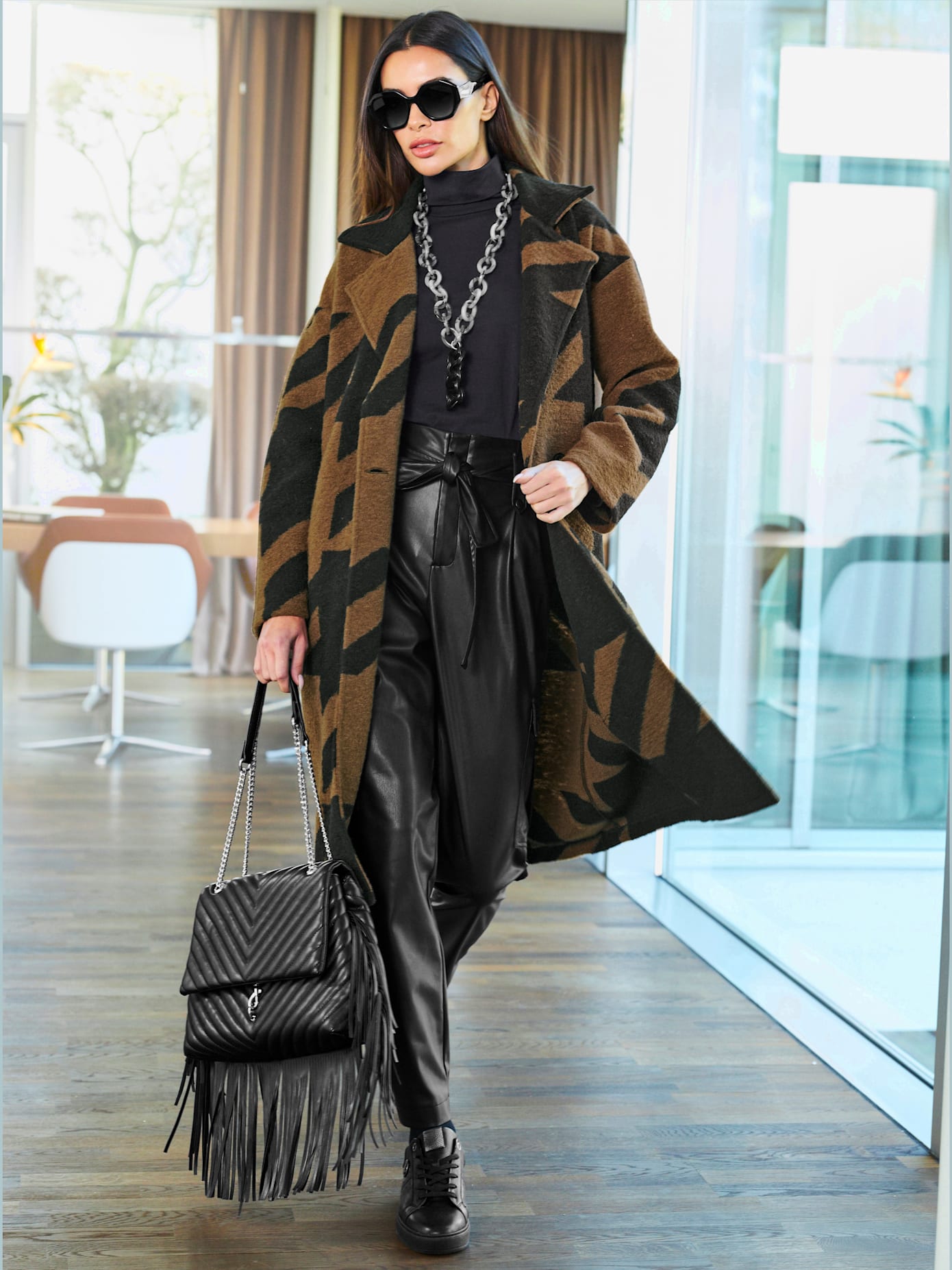 Manteau en tricot coupe ample