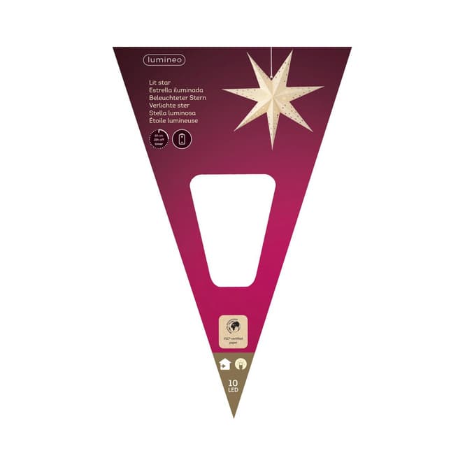 LED-Stern aus Papier -  Ø ca. 60 cm - weiss - 10 LED