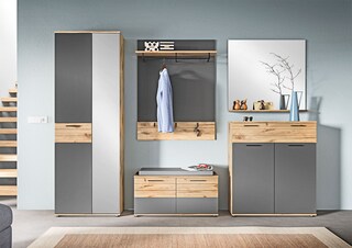 Schuhkommode Mason Basalt grau Nox Oak braun 90x104x37 cm