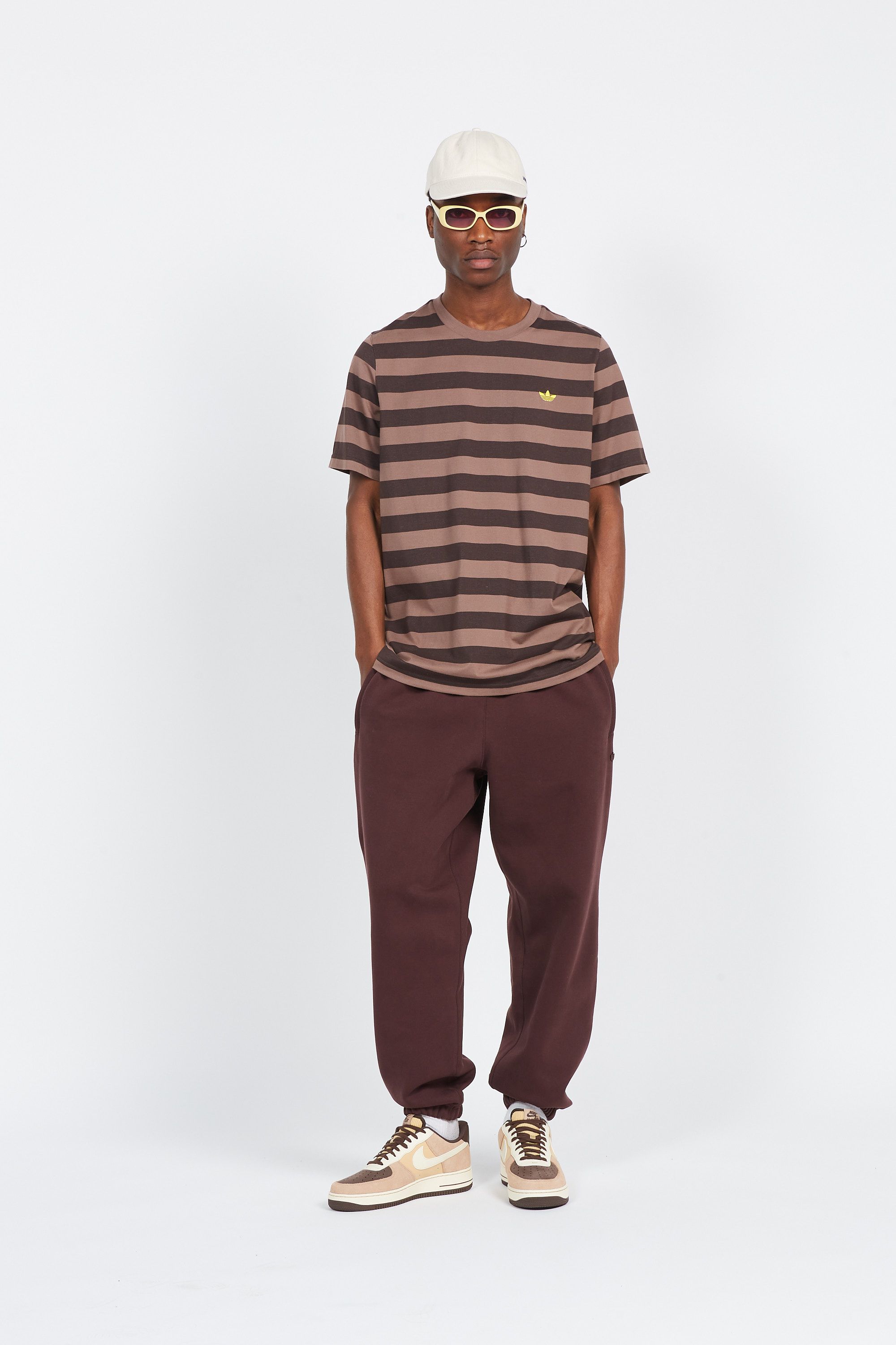 ADIDAS T-shirt  STRIPED Marron