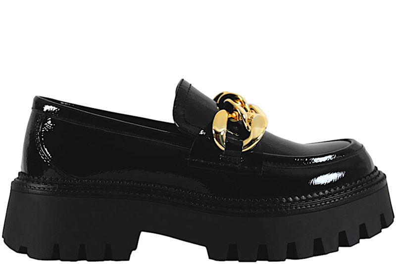 BLACK LOAFERS I SORT PU MED LAK LOOK