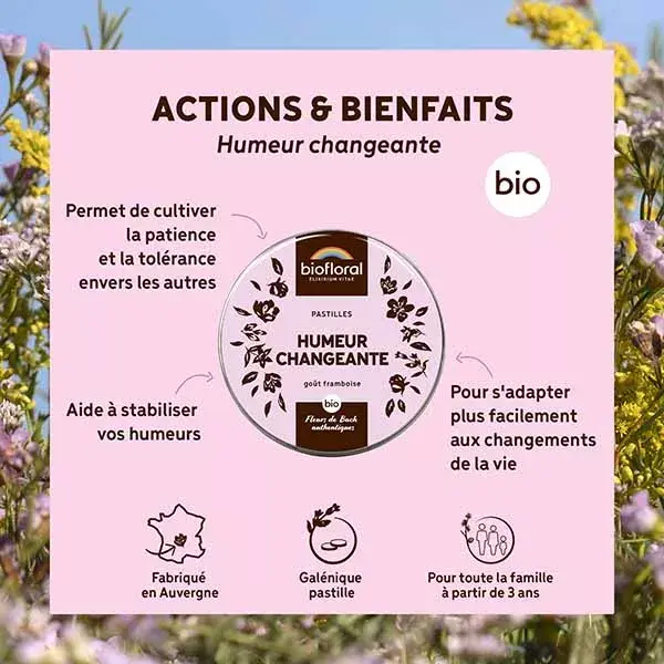Pastilhas Biofloral para Mudança de Humor, Pastilhas Orgânicas para Emoções, 50g