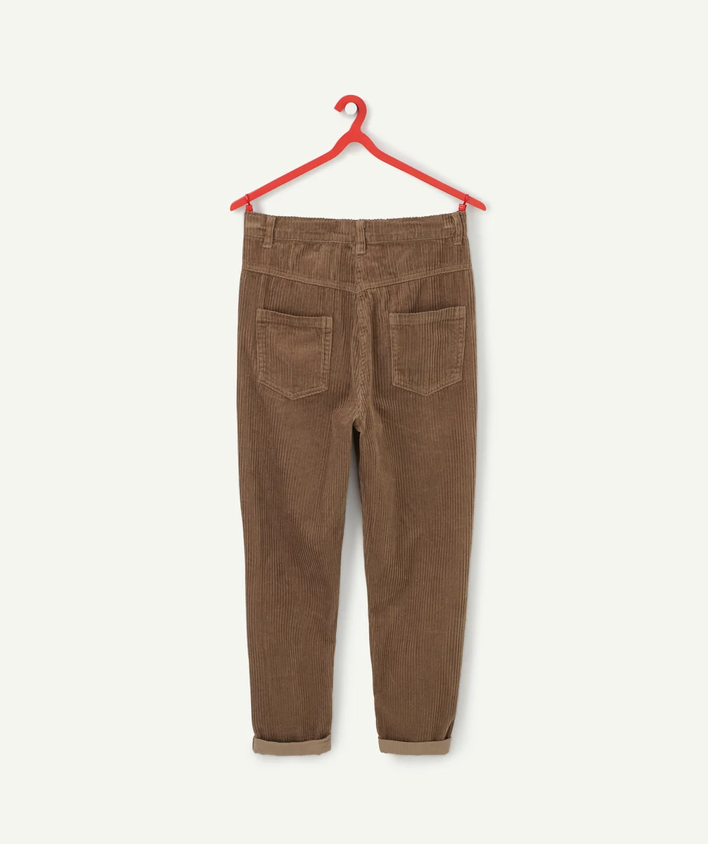 PANTALON COUPE DROITE EN VELOURS COTELÉ KAKI FILLE