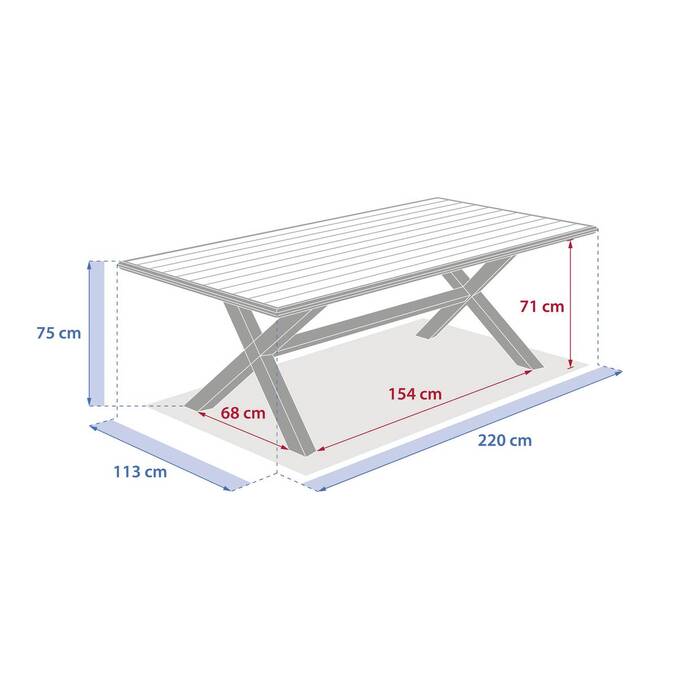 Table de jardin rectangulaire AXIOME Argile / Honey