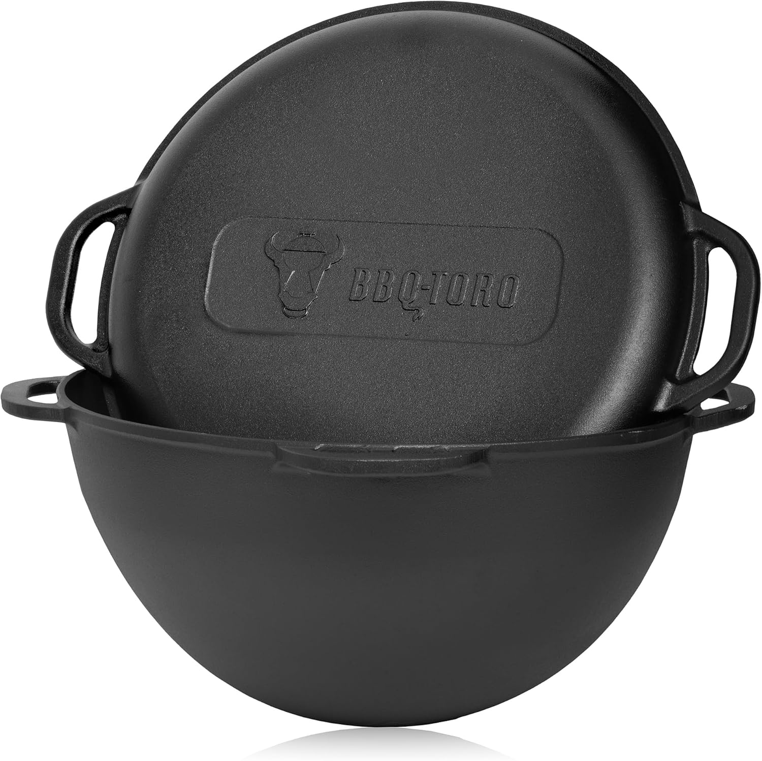 BBQ-Toro Gusseisen Kazan 19 Liter mit Kazan Ofen Ø 45 cm | XXL Gusstopf mit Deckel, Gusseisentopf | Gulaschkessel, Feuerkessel, Outdoor Ofen | Feuer-Ofen, Eintopfofen, Feuerstelle, Utschak