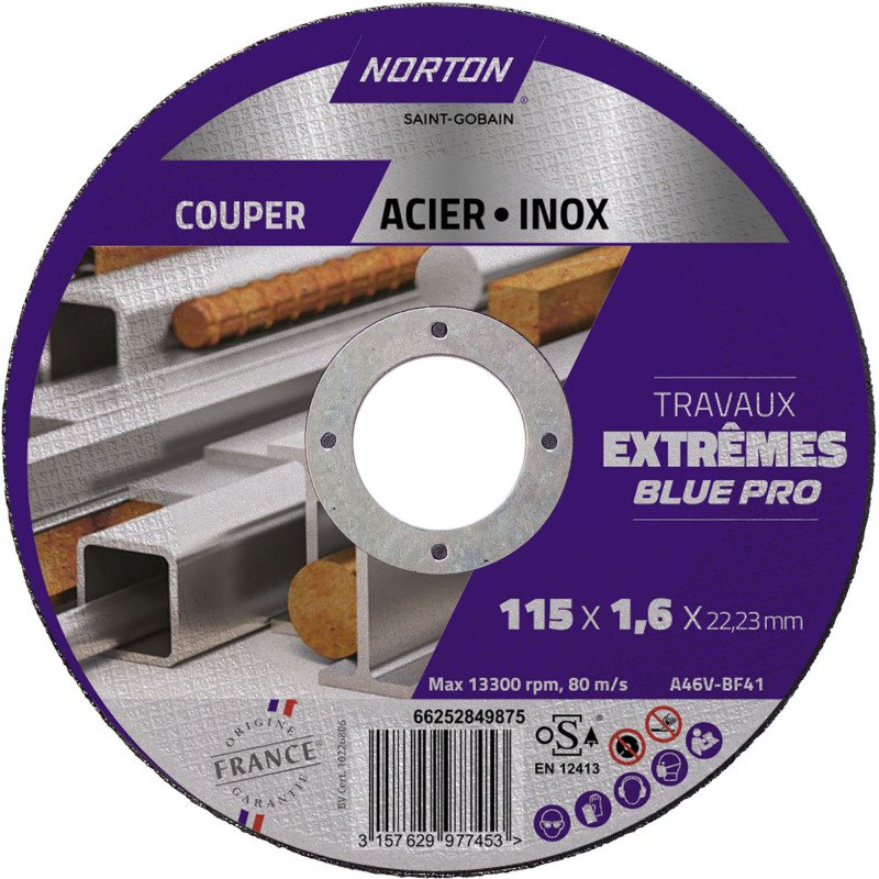 Disques à tronçonner Norton Extremes ultra fins pour métal et inox