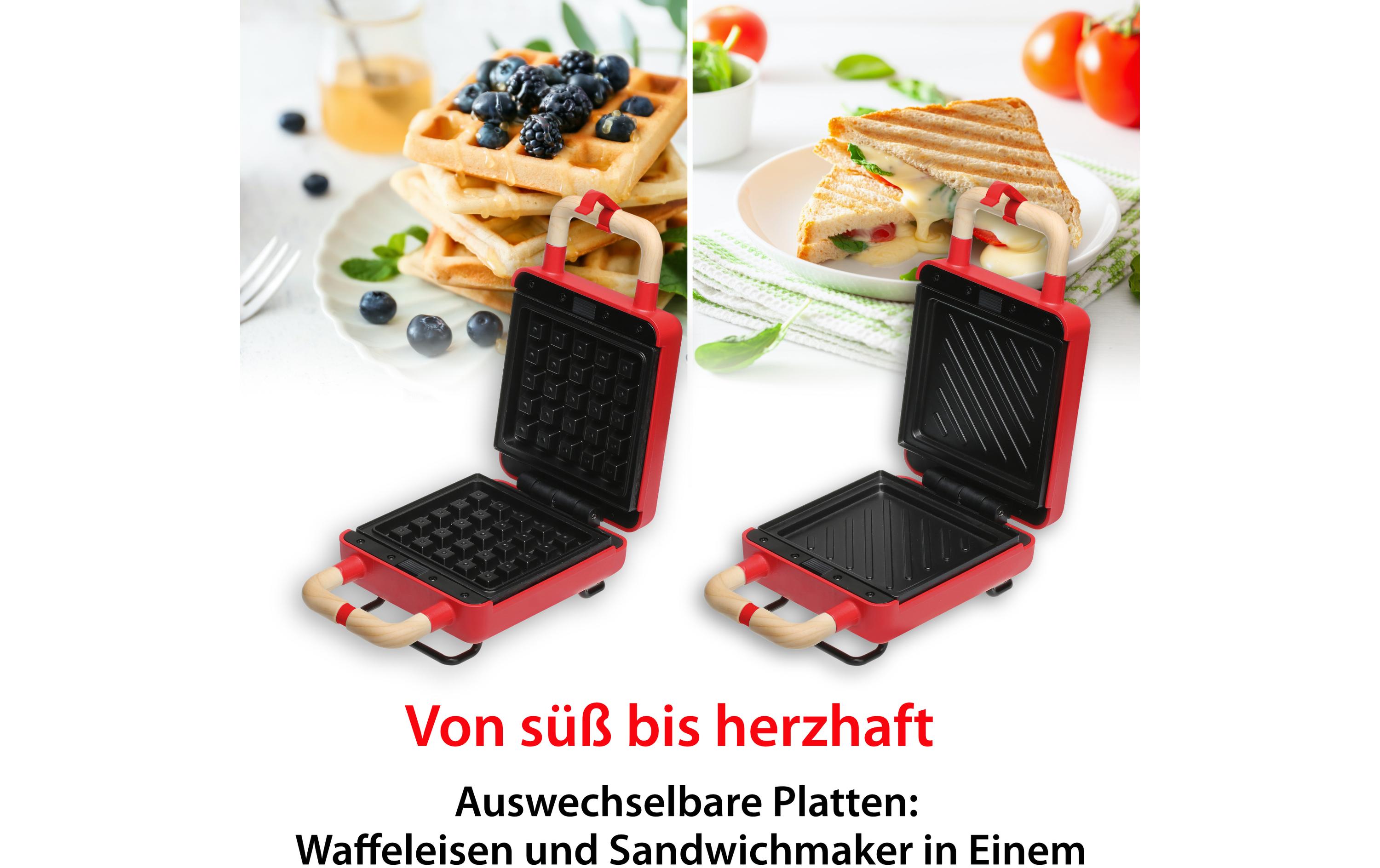 Waffeleisen RotWaffeleisen mit Sandwichmaker