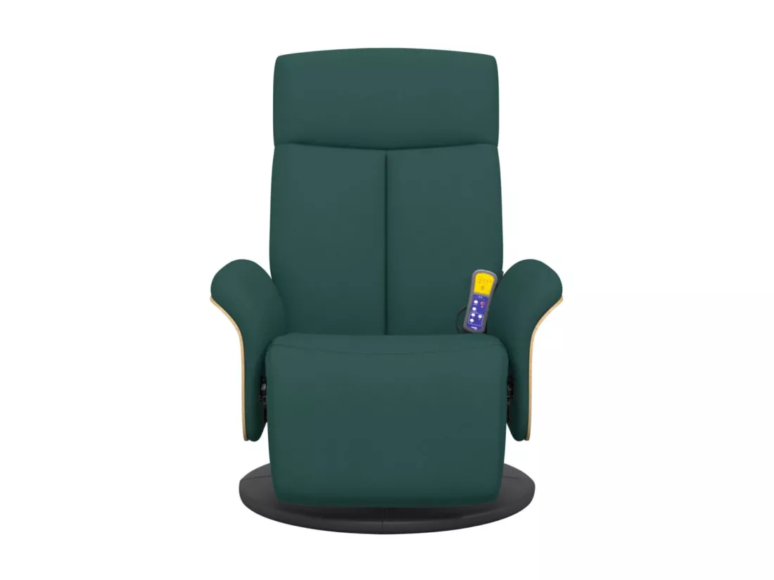 Fauteuil inclinable de massage et repose-pieds vert foncé tissu