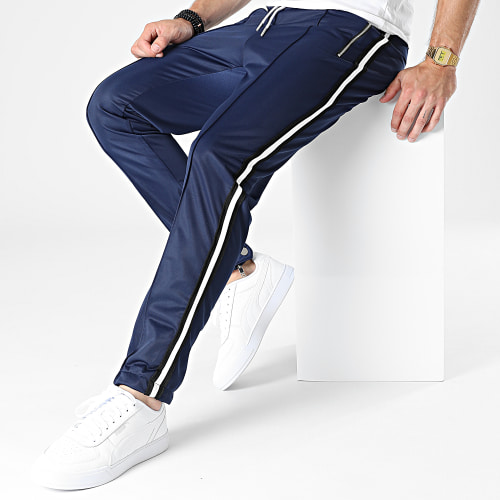 Pantalon Jogging A Bandes LL677 Bleu Marine