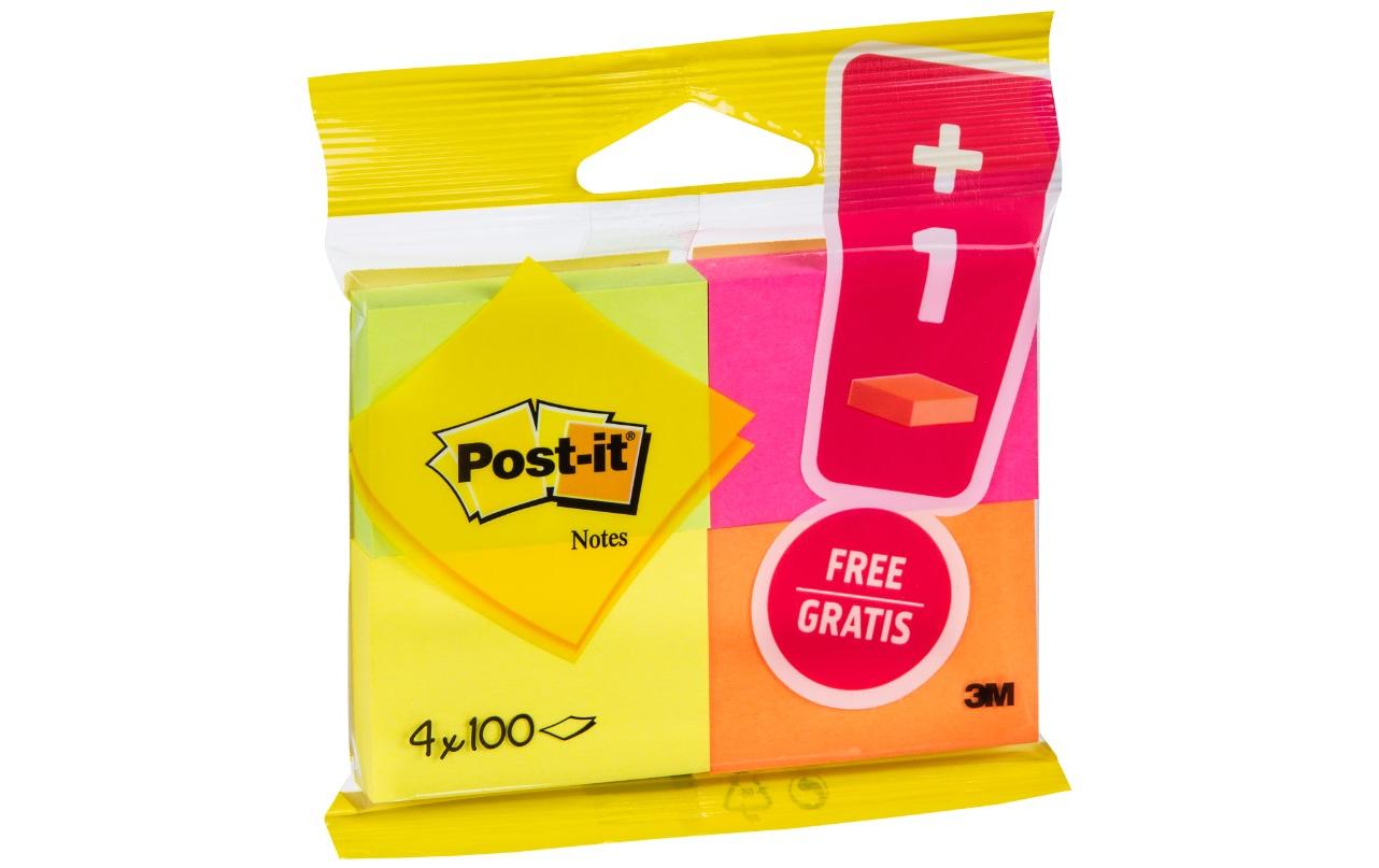 Notizzettel Post-it 5.1 x 3.8 cm, 4 Blöcke à 100 BlattPost-it Haftnotizen farbig im Vorteilspack