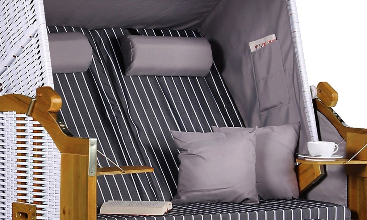 Baltic PE strandstoel, wit, Royal Anthracite design