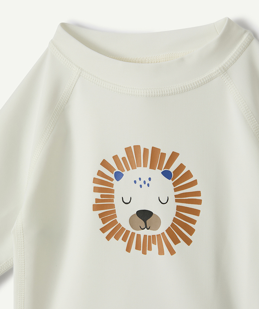 LASSIGT-SHIRT MANCHES COURTES MIXTE ANTI-UV ÉCRU MOTIF LION