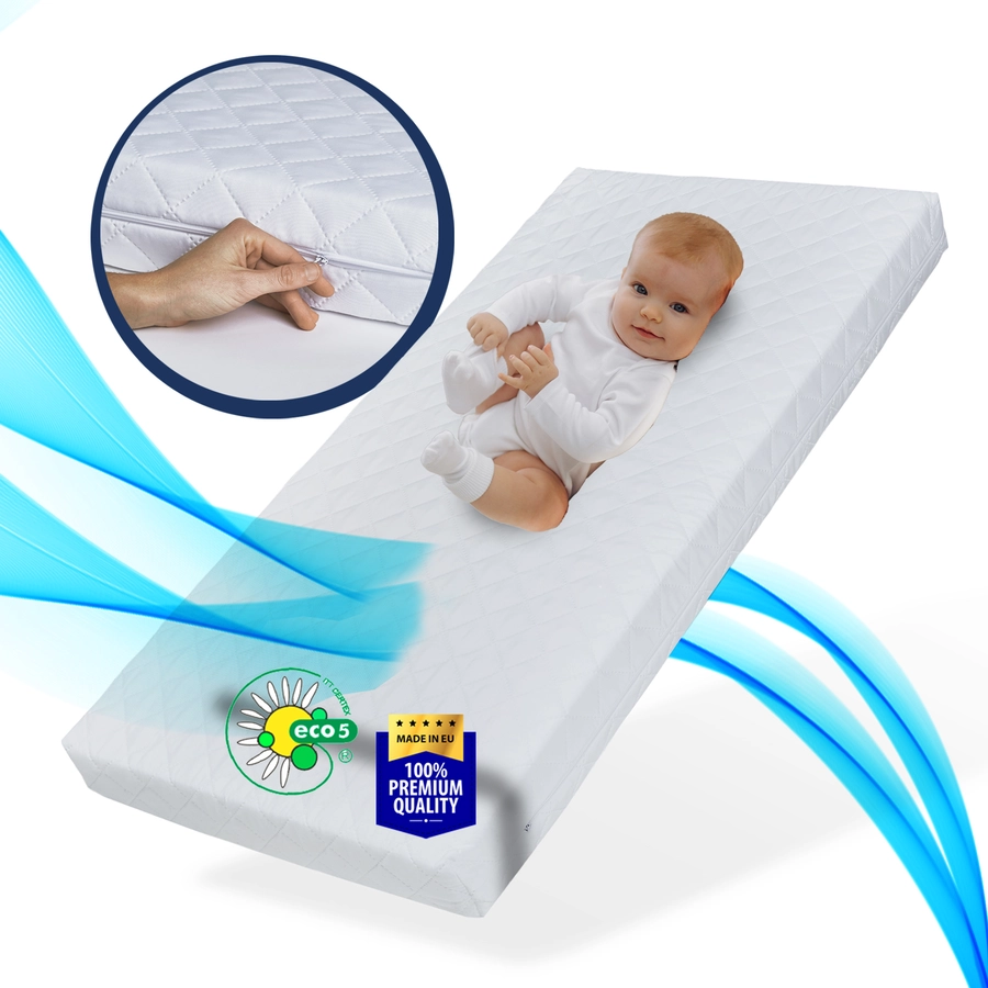Kids Collective Kindermatratze SMART, Babymatratze 70x140 cm mit abnehmbarem Bezug weiß