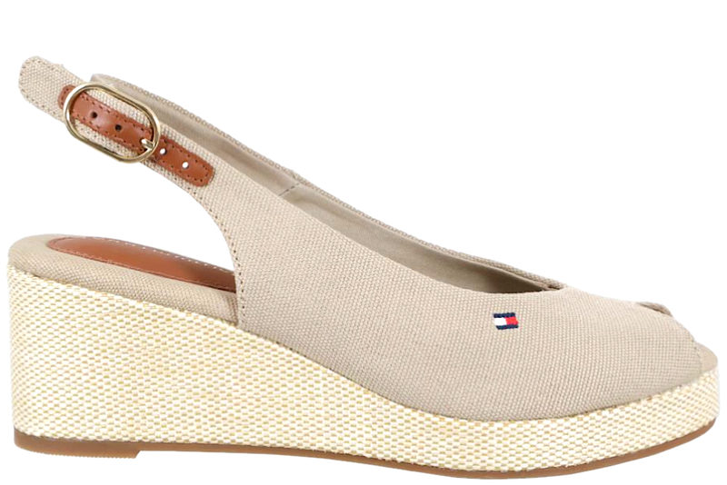 TOMMY HILFIGER - FLAG MID WEDGE ESPAD SLINGBACK BEIGE