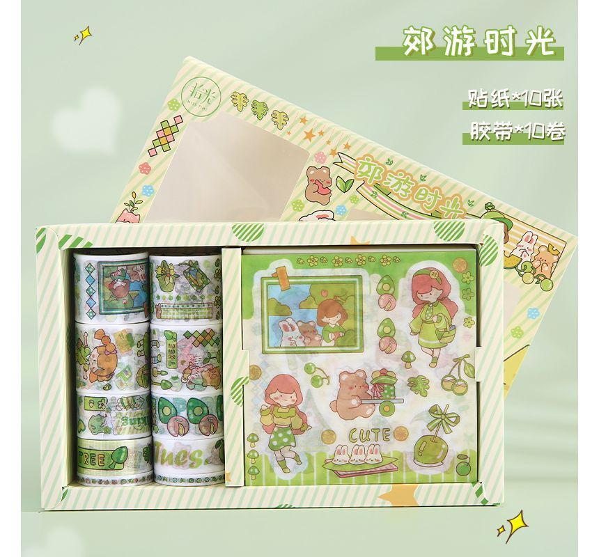 Jun's Journal - Set: Cartoon Masking Tape + Sticker