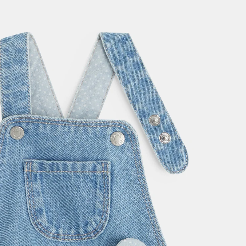 Salopette courte en jean bleue bébé fille Bleu