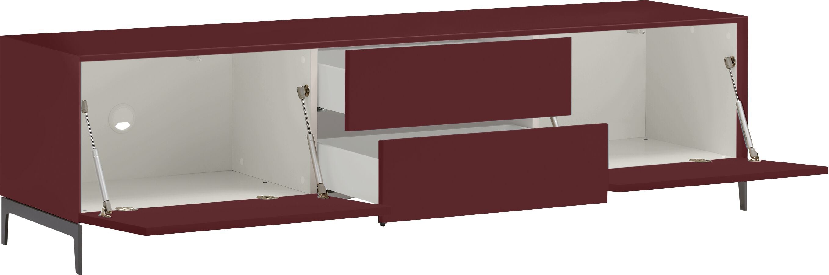 LUX Lowboard - Dunkelrot / B: 180.0 cm x T: 46.0 cm x H: 49.5 cm