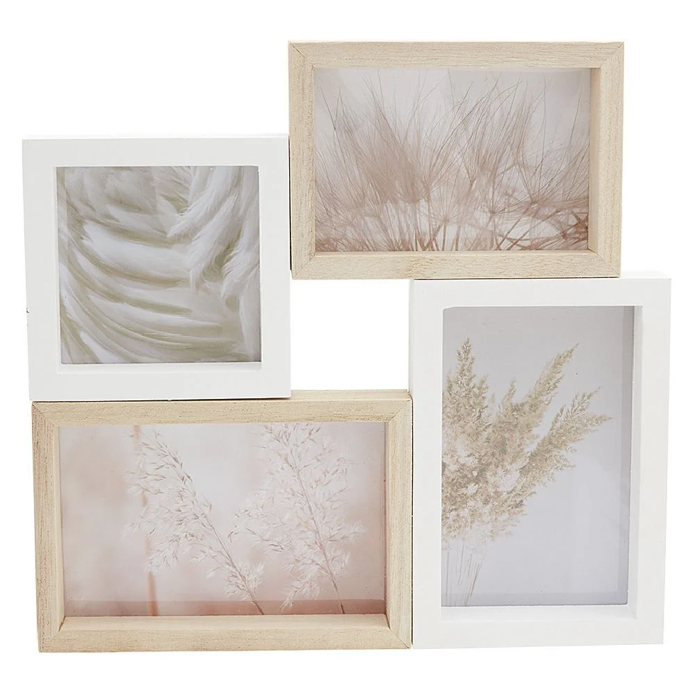 Pêle-mêle motif pampa blanc naturel 4 vues