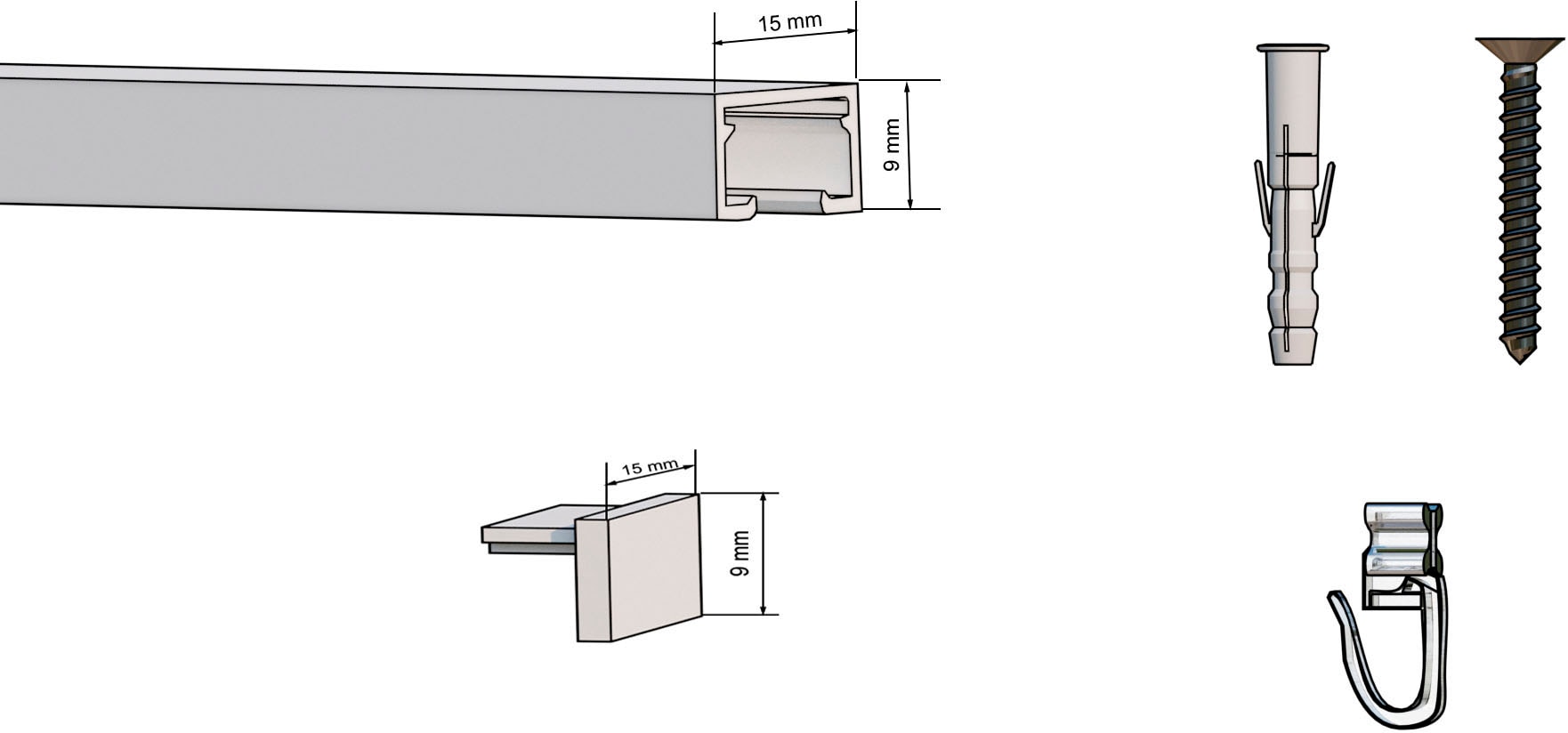 indeko Schienensystem »Objektschiene« 1 läufig-läufig Wunschmasslänge Innenlauf Gardinenschiene, Komplett-Set inkl. Gleitern&Montagematerial
