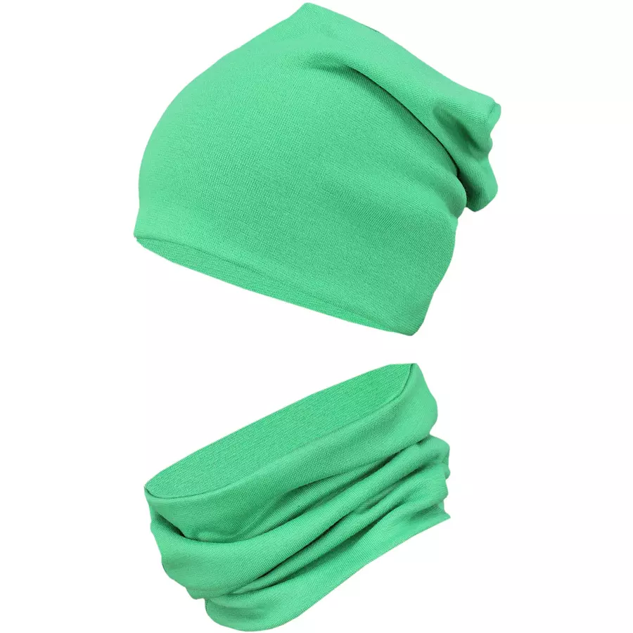 TupTam Unisex Kinder Beanie Mütze Schlauchschal Set grün Modell 1