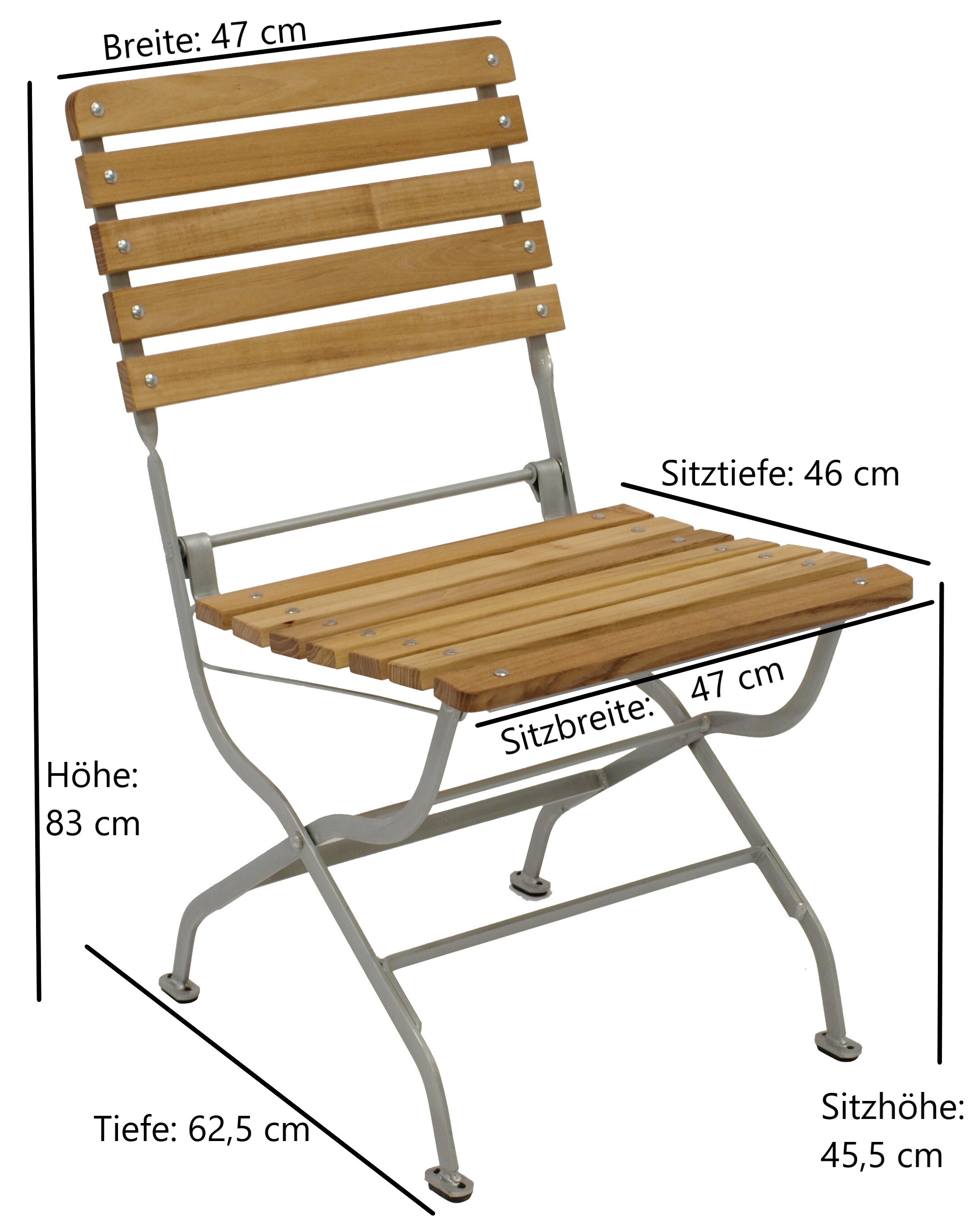 DEGAMO Klappstuhl PASSAU, Flachstahl verzinkt + Robinie, klappbar